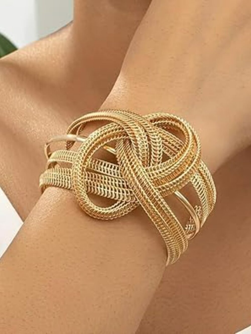 New Chunky Gold Bracelet Wide Cuff Bangle Hollow Out Adjustable Statement